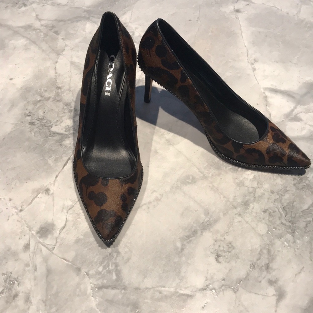 Coach animal fur heels size 9.5